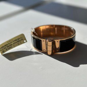 Hermès Chaniere Rose Gold Enamel Black Bracelet - Size M
